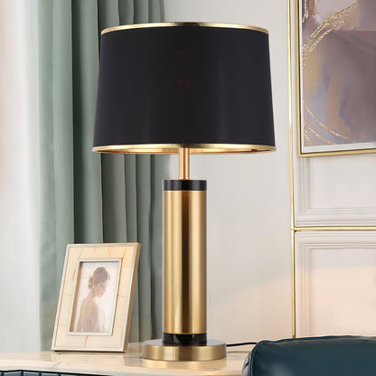 Jaspar Table Lamp | Metal & Fabric | Gold Finish with Black Shade