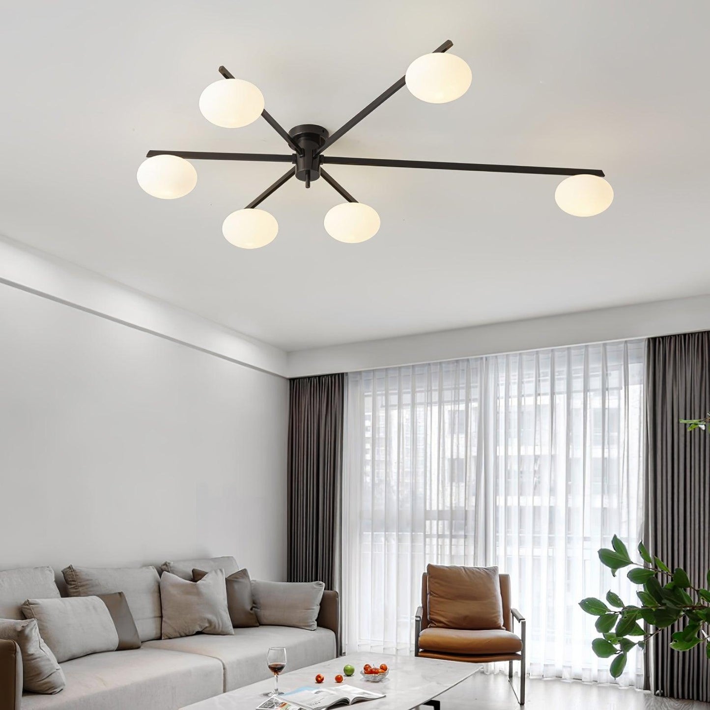 Jasper Ceiling Lamp | Brass & Black | 3, 5, or 6 Heads