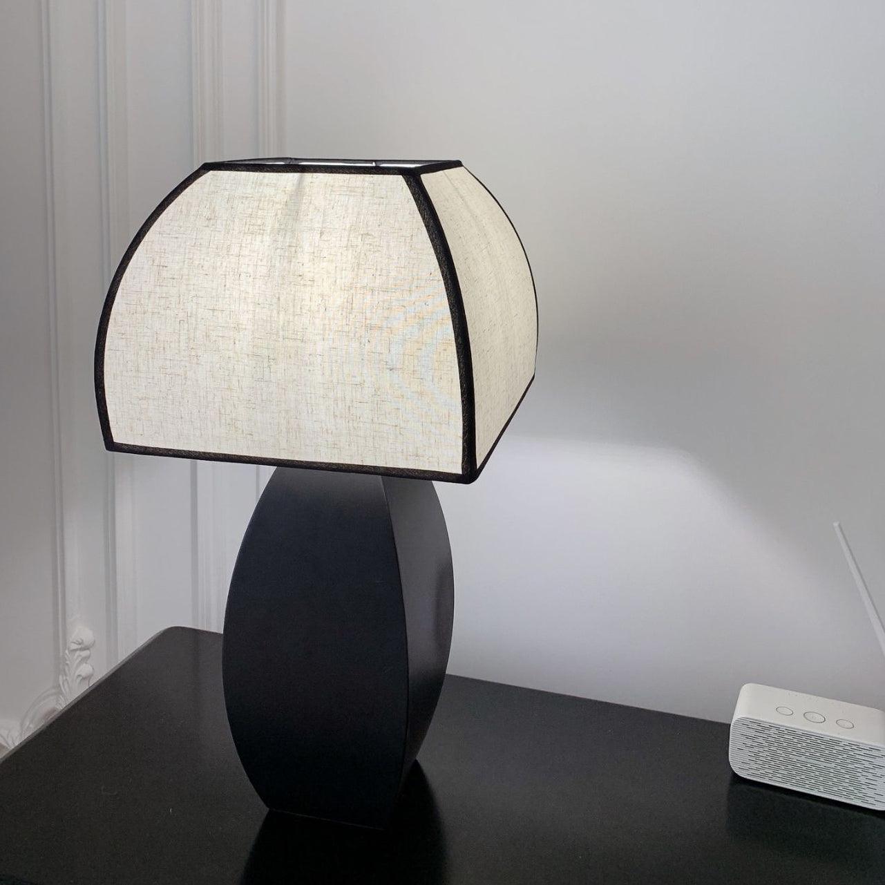 Javier Black Table Lamp | Metal & Fabric | Black & White Shade