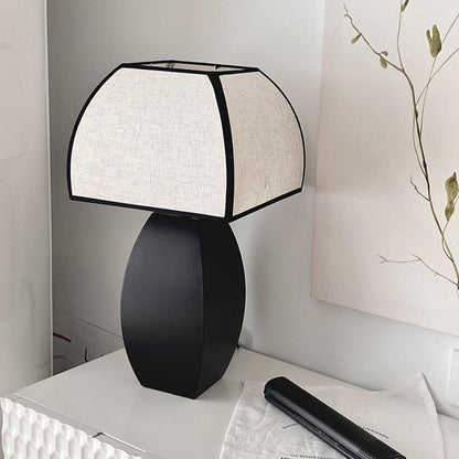 Javier Black Table Lamp | Metal & Fabric | Black & White Shade