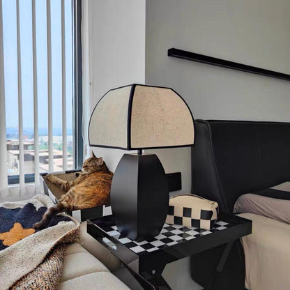 Javier Black Table Lamp | Metal & Fabric | Black & White Shade
