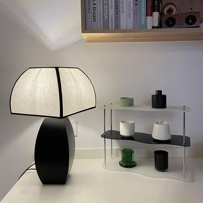 Javier Black Table Lamp | Metal & Fabric | Black & White Shade