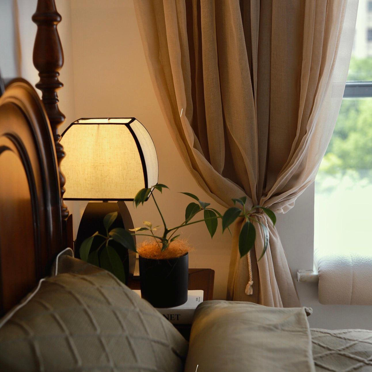 Javier Black Table Lamp | Metal & Fabric | Black & White Shade