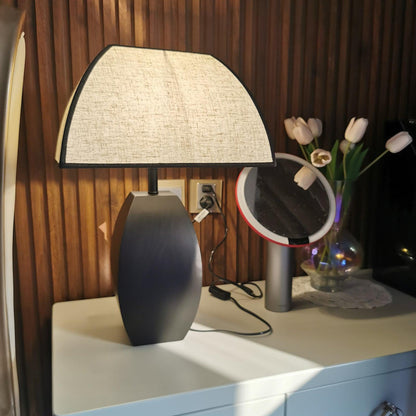 Javier Black Table Lamp | Metal & Fabric | Black & White Shade
