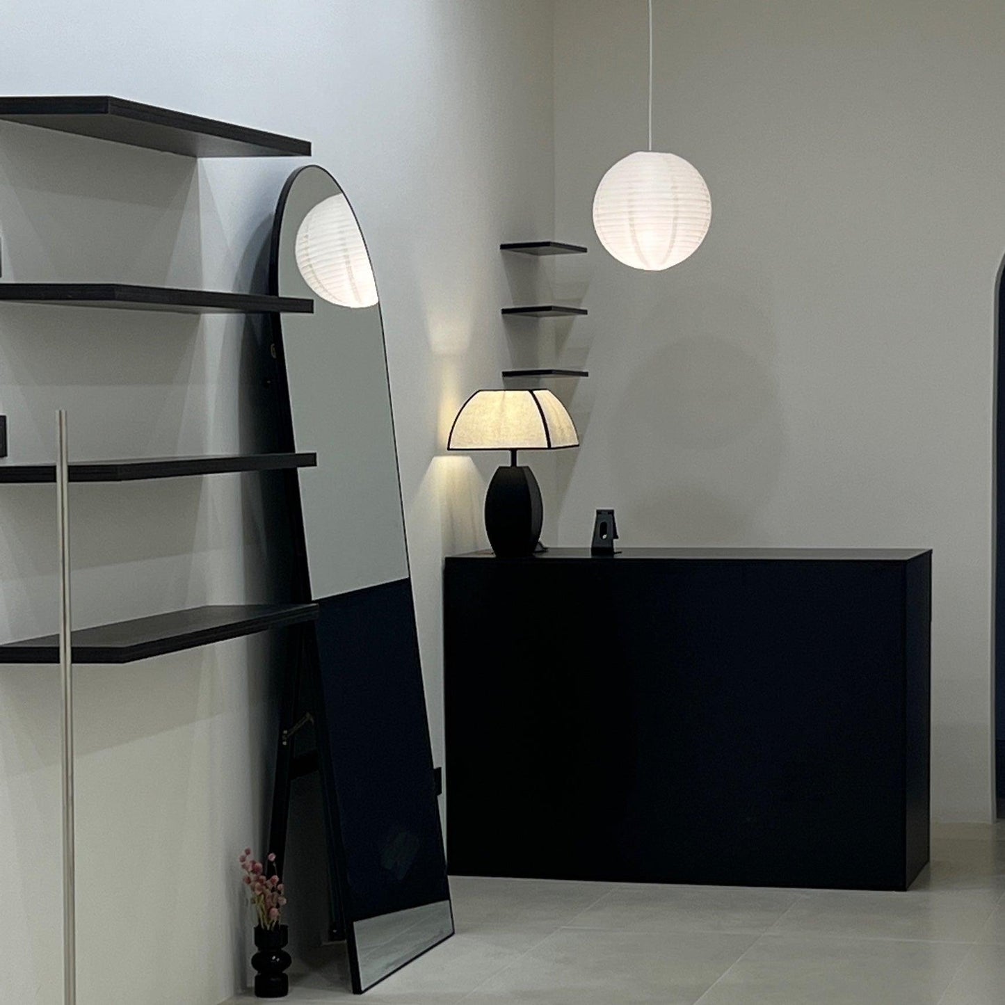 Javier Black Table Lamp | Metal & Fabric | Black & White Shade