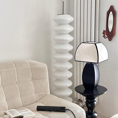 Javier Black Table Lamp | Metal & Fabric | Black & White Shade