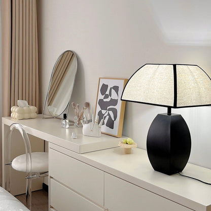 Javier Black Table Lamp | Metal & Fabric | Black & White Shade