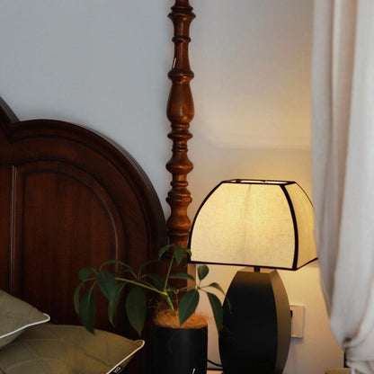 Javier Black Table Lamp | Metal & Fabric | Black & White Shade