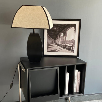 Javier Black Table Lamp | Metal & Fabric | Black & White Shade