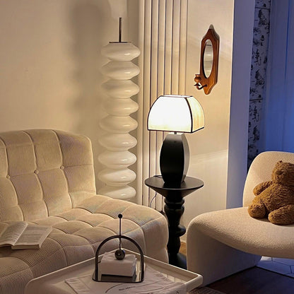 Javier Black Table Lamp | Metal & Fabric | Black & White Shade
