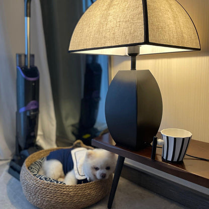 Javier Black Table Lamp | Metal & Fabric | Black & White Shade