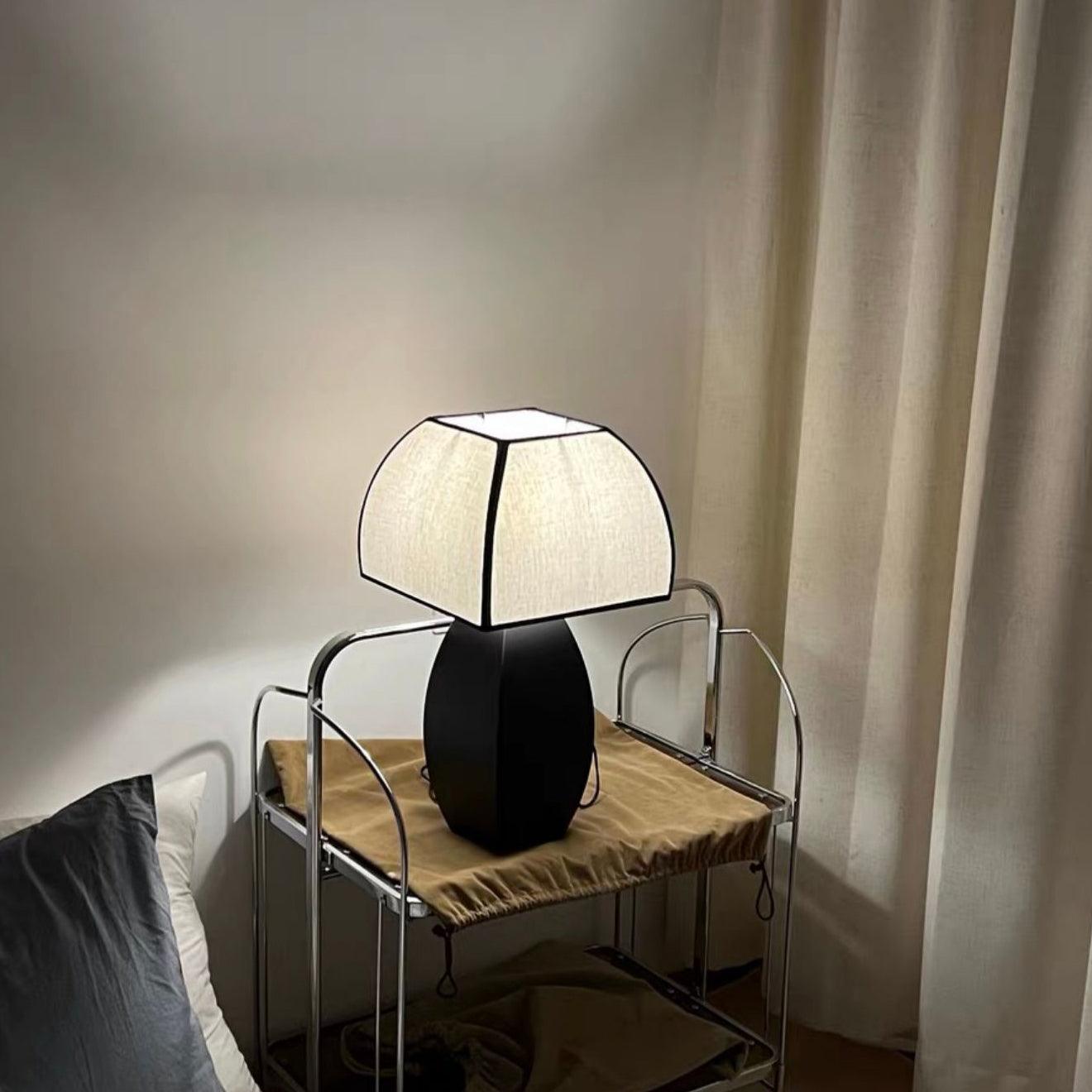 Javier Black Table Lamp | Metal & Fabric | Black & White Shade