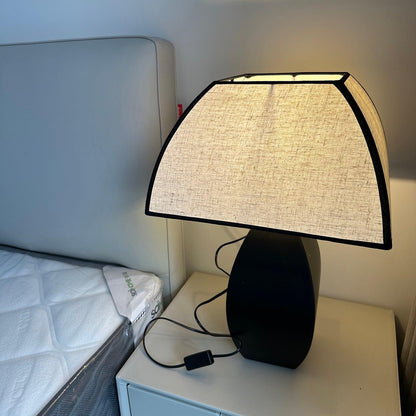 Javier Black Table Lamp | Metal & Fabric | Black & White Shade