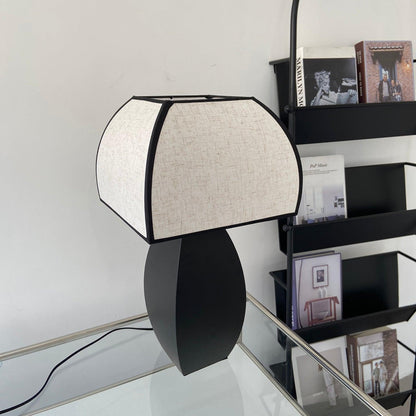 Javier Black Table Lamp | Metal & Fabric | Black & White Shade