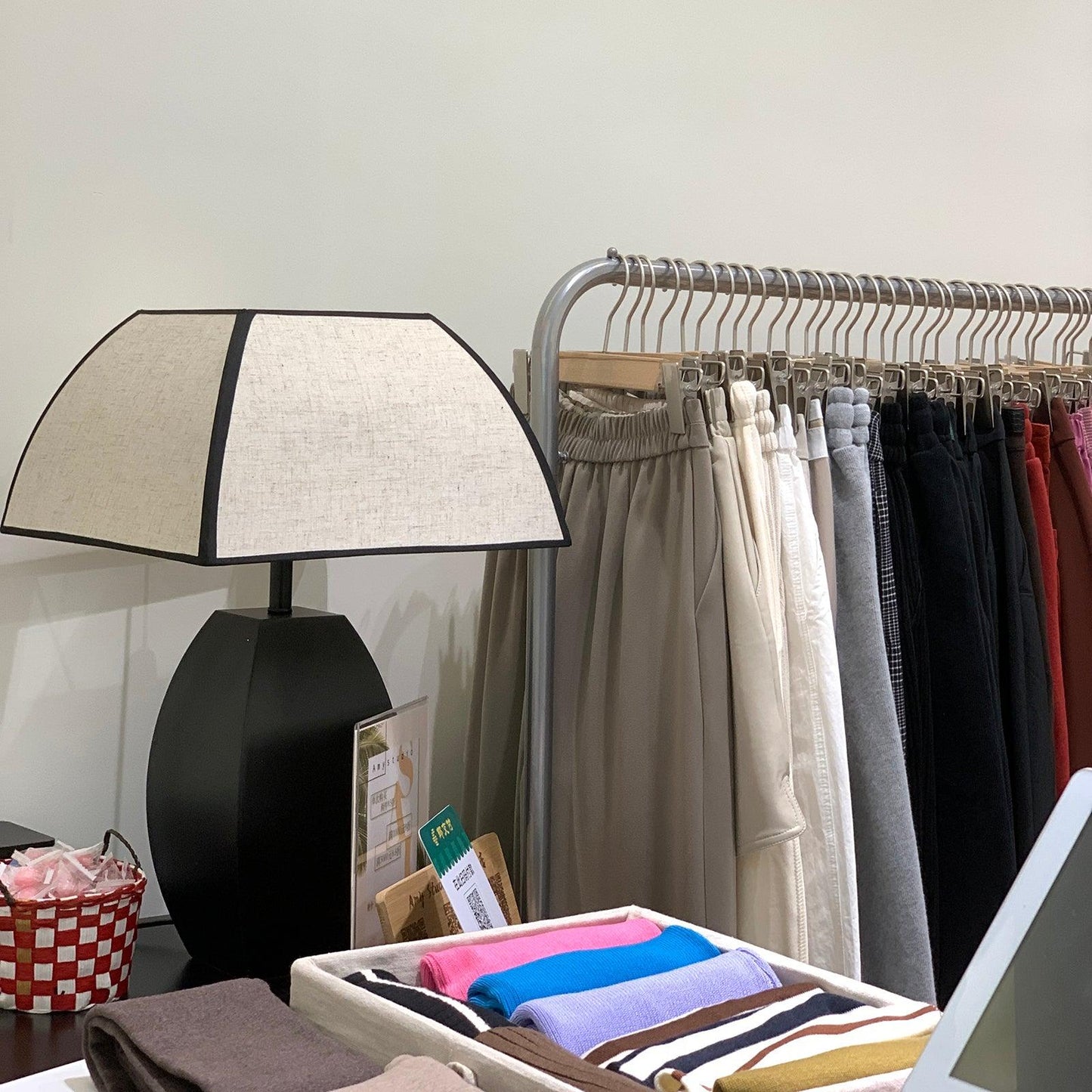 Javier Black Table Lamp | Metal & Fabric | Black & White Shade