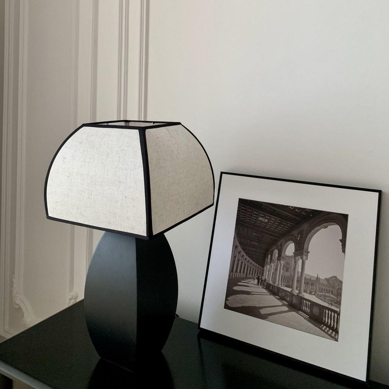 Javier Black Table Lamp | Metal & Fabric | Black & White Shade