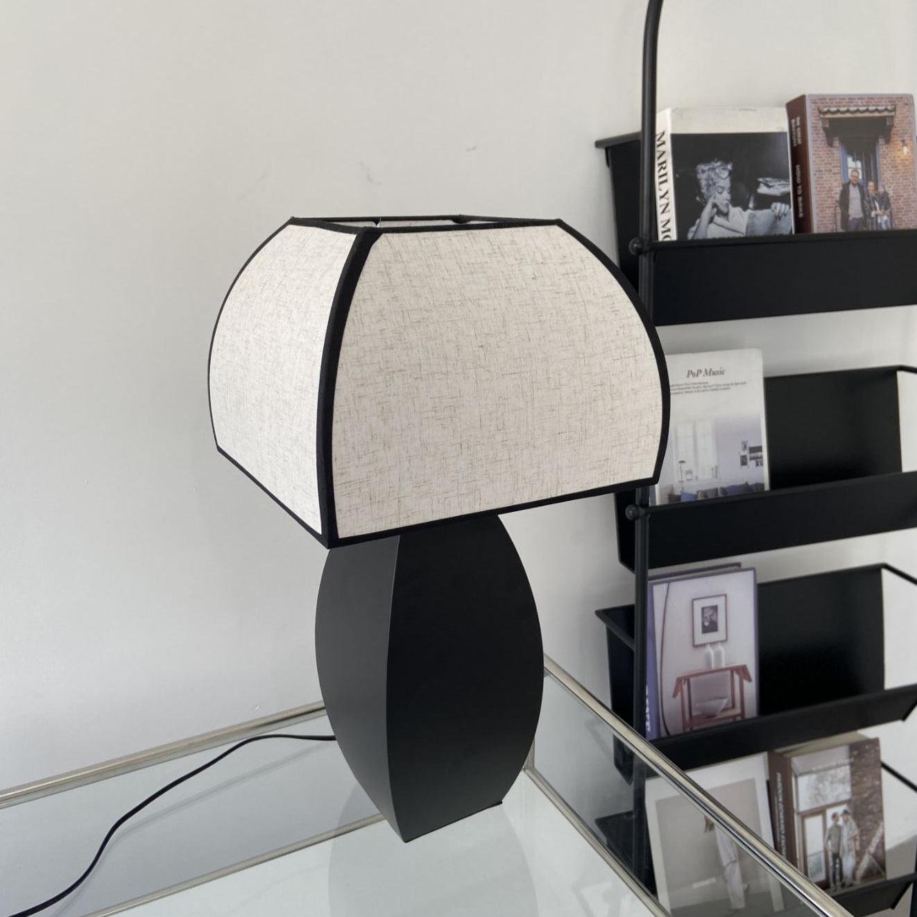 Javier Black Table Lamp | Metal & Fabric | Black & White Shade