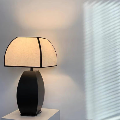 Javier Black Table Lamp | Metal & Fabric | Black & White Shade