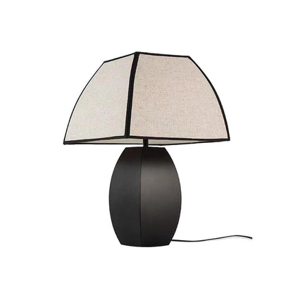 Javier Black Table Lamp | Metal & Fabric | Black & White Shade