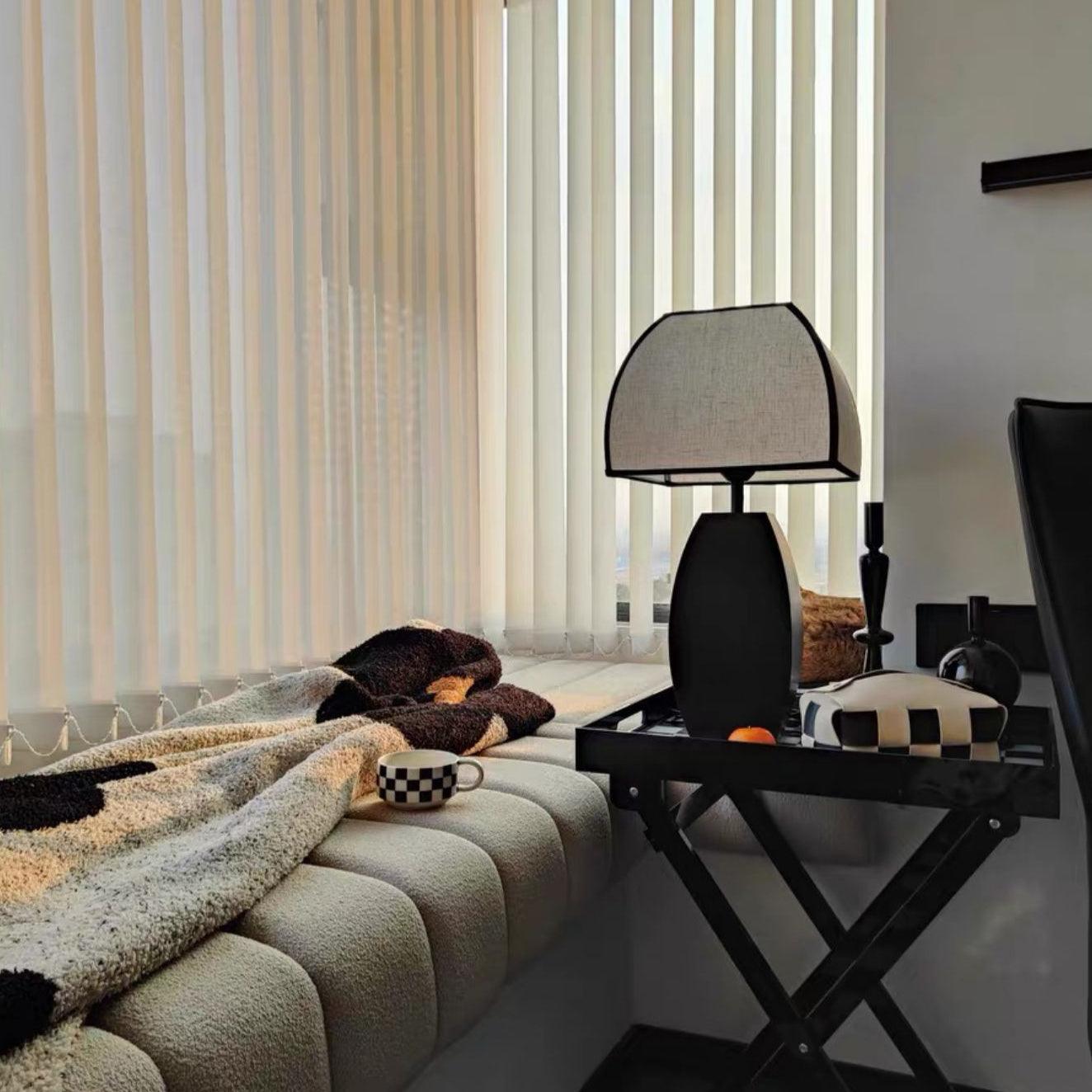 Javier Black Table Lamp | Metal & Fabric | Black & White Shade