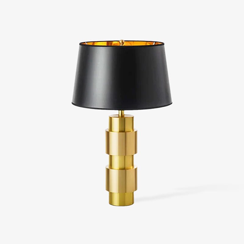 Jean Cylinder Table Lamp | Gold Metal & Fabric | Black Shade
