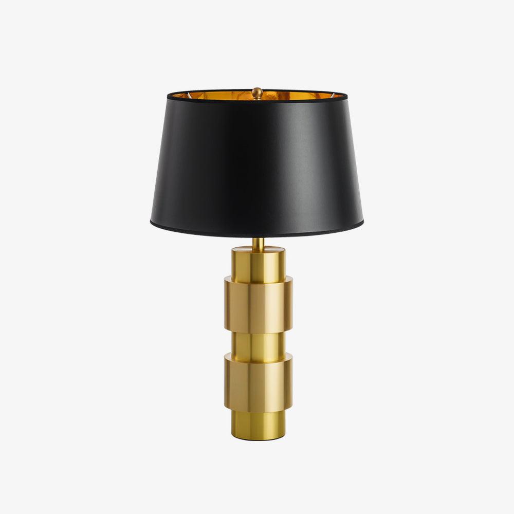 Jean Cylinder Table Lamp | Gold Metal & Fabric | Black Shade