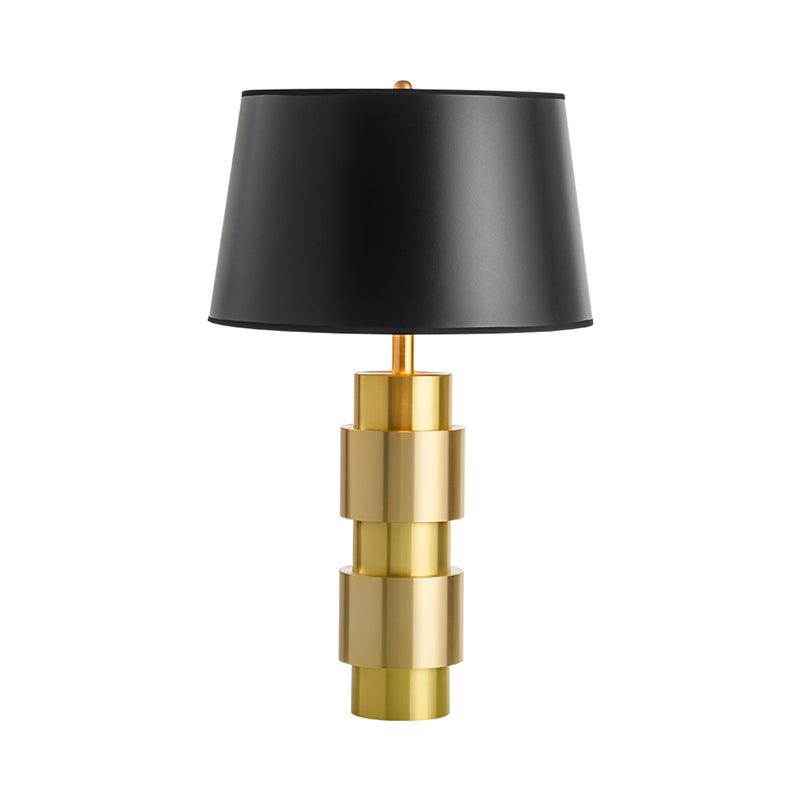 Jean Cylinder Table Lamp | Gold Metal & Fabric | Black Shade