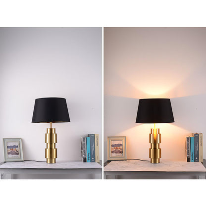 Jean Cylinder Table Lamp | Gold Metal & Fabric | Black Shade