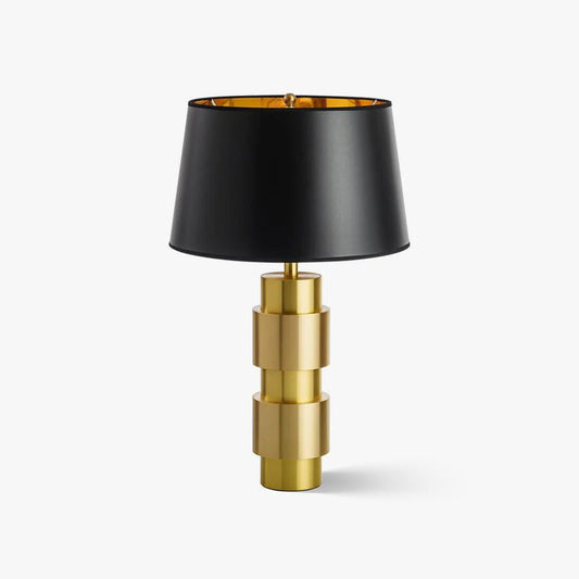 Jean Cylinder Table Lamp | Gold Metal & Fabric | Black Shade