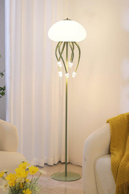 Jellyfish Floor Lamp | Iron & Acrylic | Yellow & Green, 7 Heads