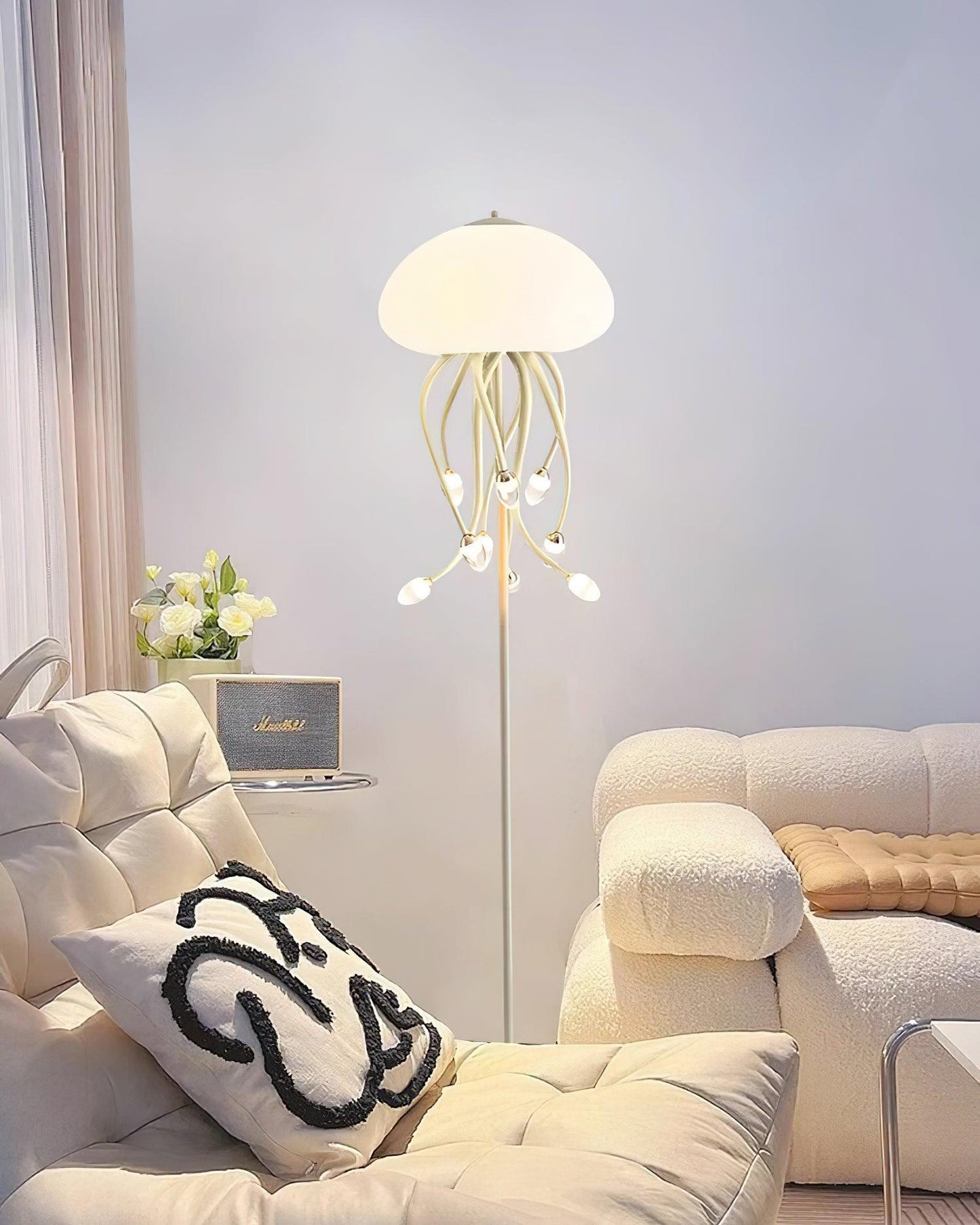 Jellyfish Floor Lamp | Iron & Acrylic | Yellow & Green, 7 Heads