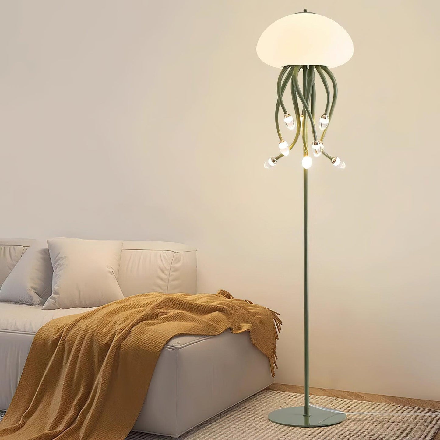 Jellyfish Floor Lamp | Iron & Acrylic | Yellow & Green, 7 Heads
