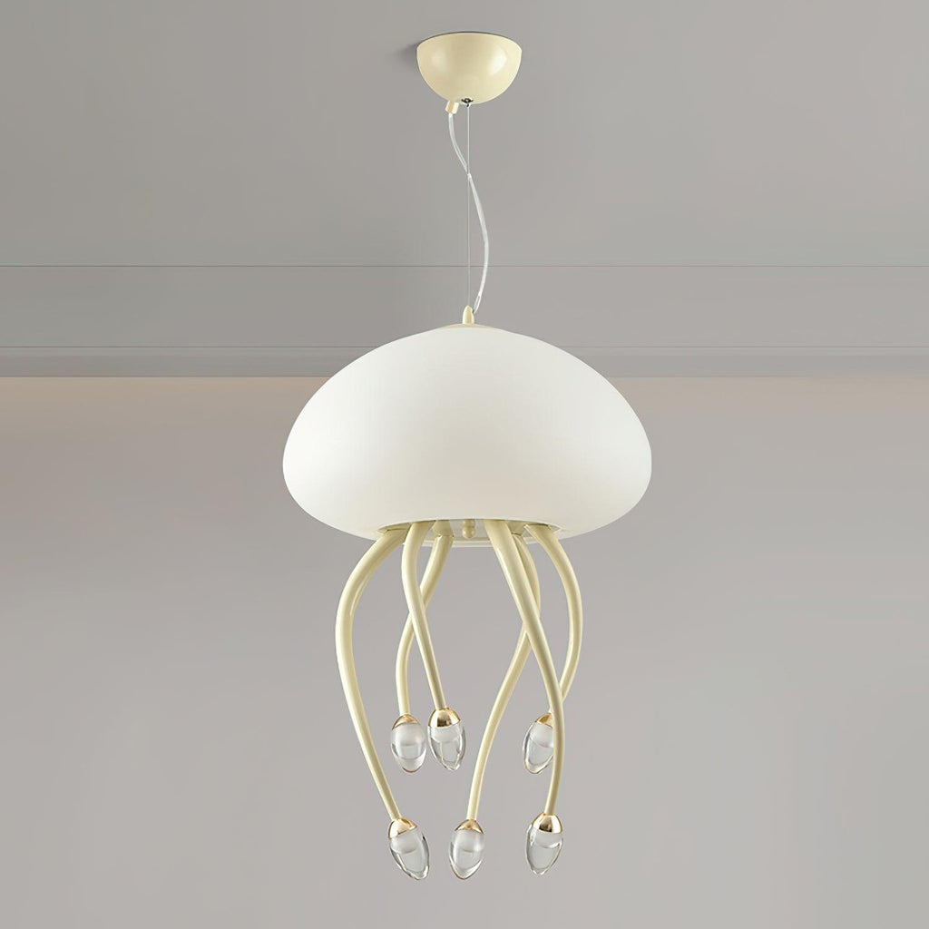 Jellyfish Pendant Lamp | Iron & Acrylic | Yellow/Green, 6+1 Heads