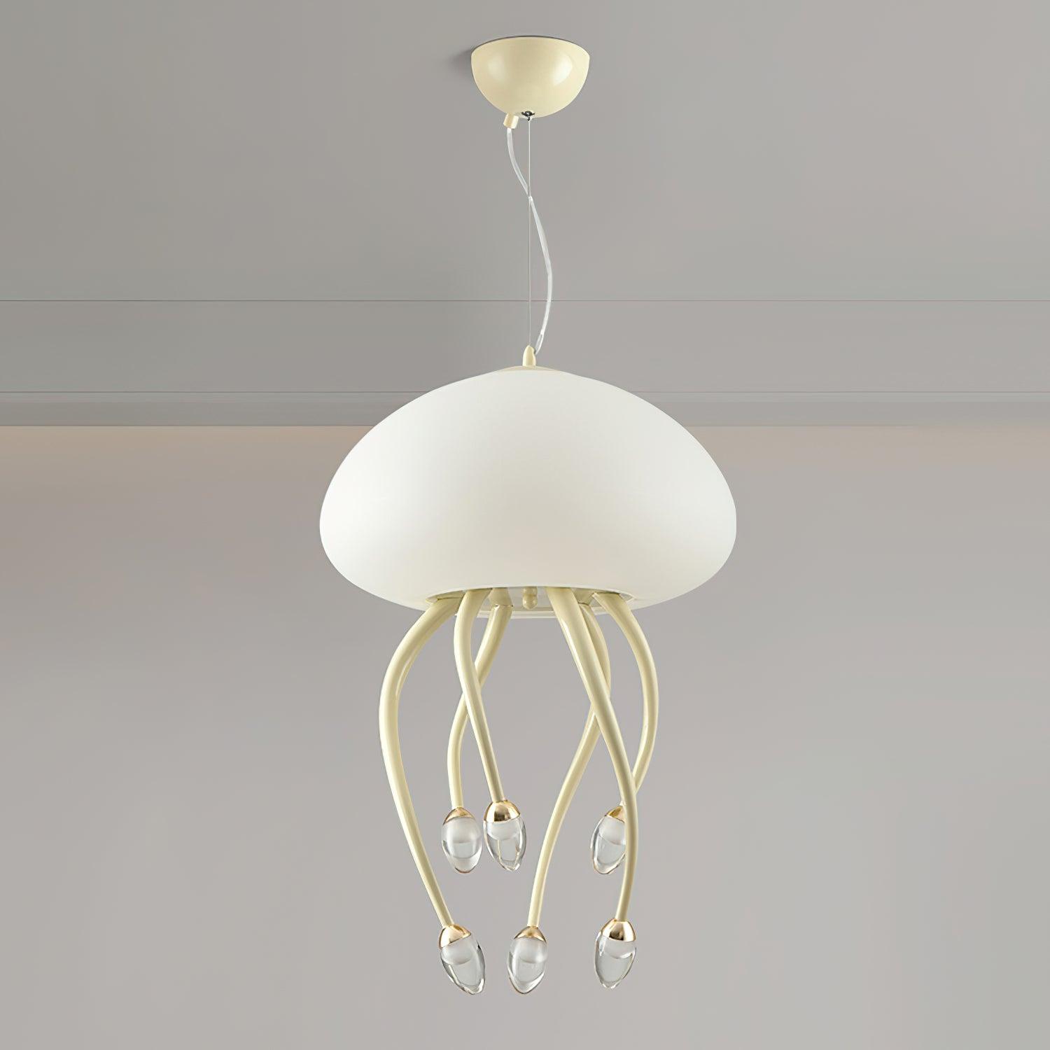 Jellyfish Pendant Lamp | Iron & Acrylic | Yellow/Green, 6+1 Heads