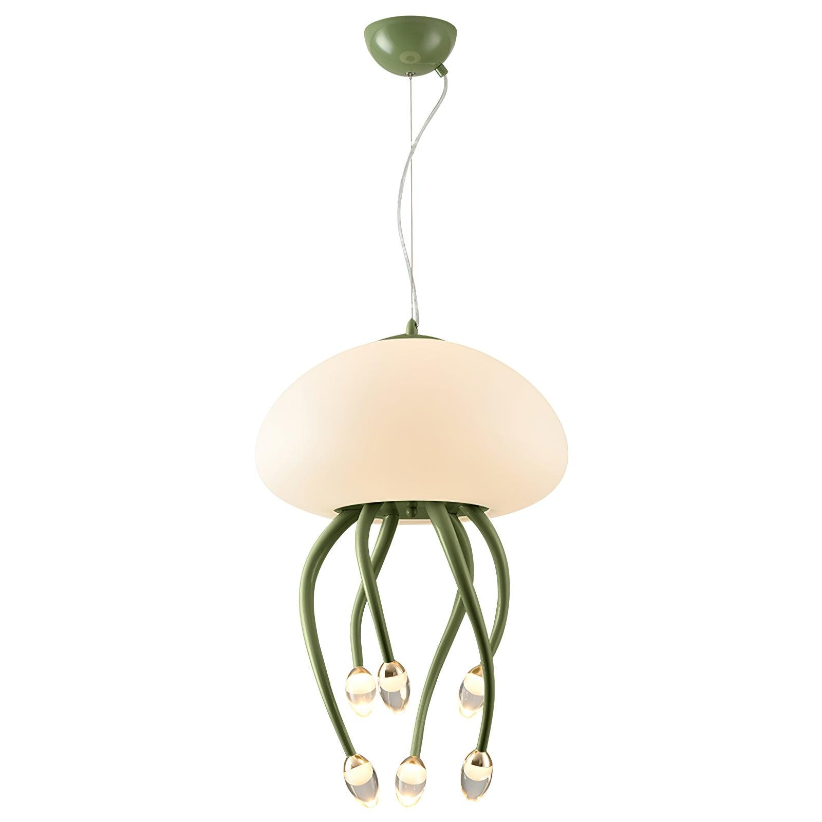 Jellyfish Pendant Lamp | Iron & Acrylic | Yellow/Green, 6+1 Heads