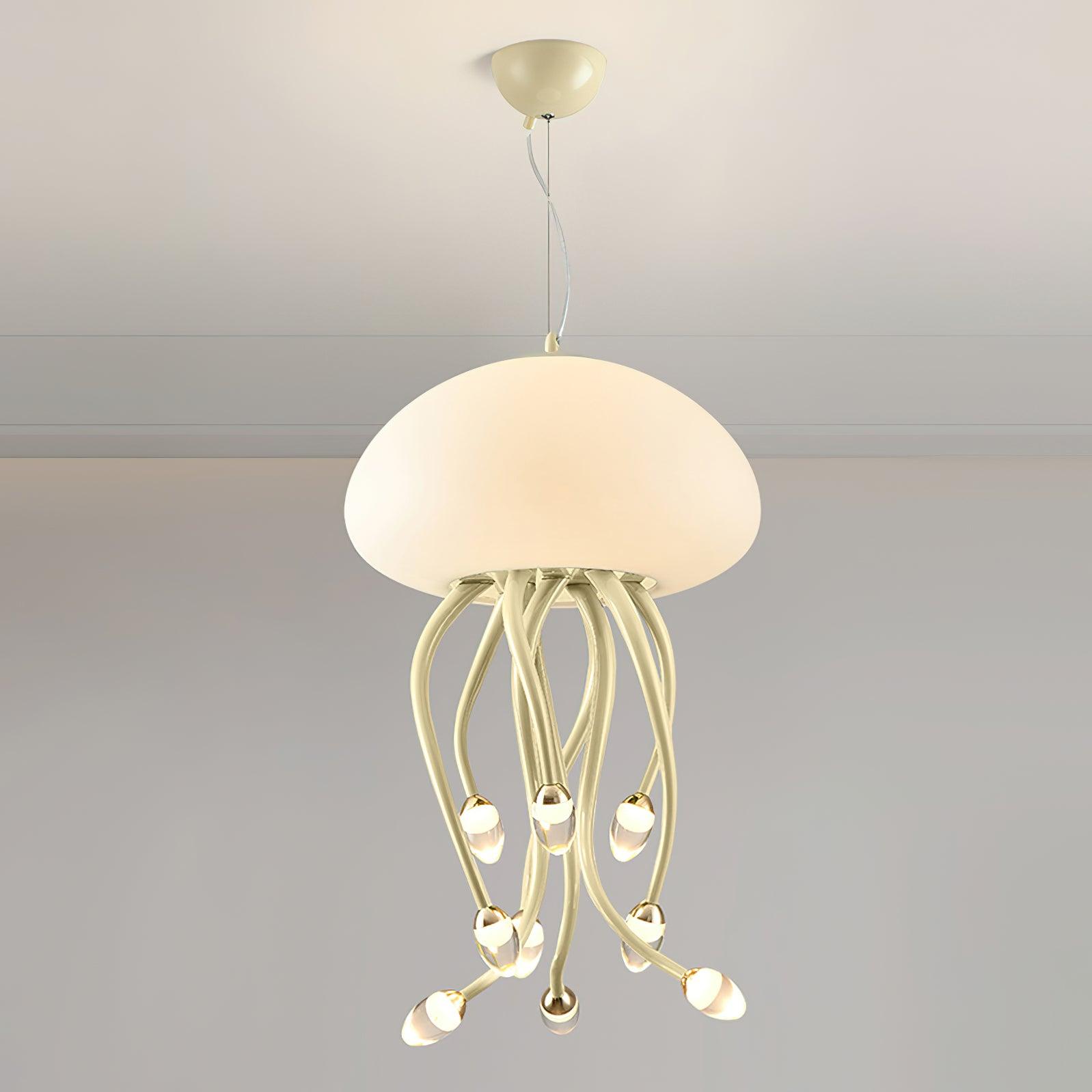 Jellyfish Pendant Lamp | Iron & Acrylic | Yellow/Green, 6+1 Heads