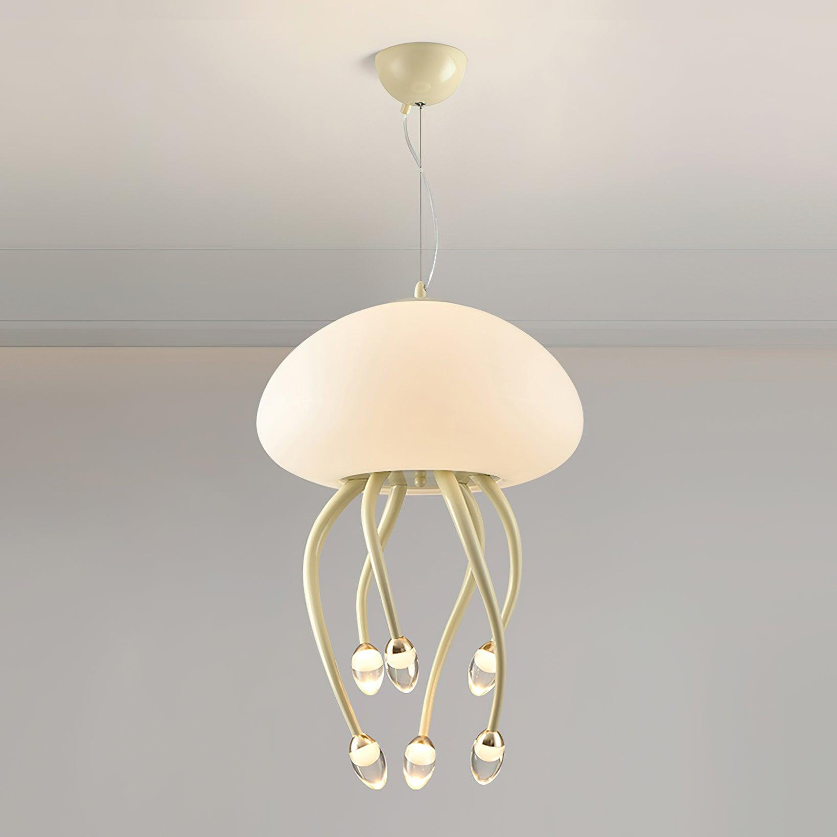 Jellyfish Pendant Lamp | Iron & Acrylic | Yellow/Green, 6+1 Heads