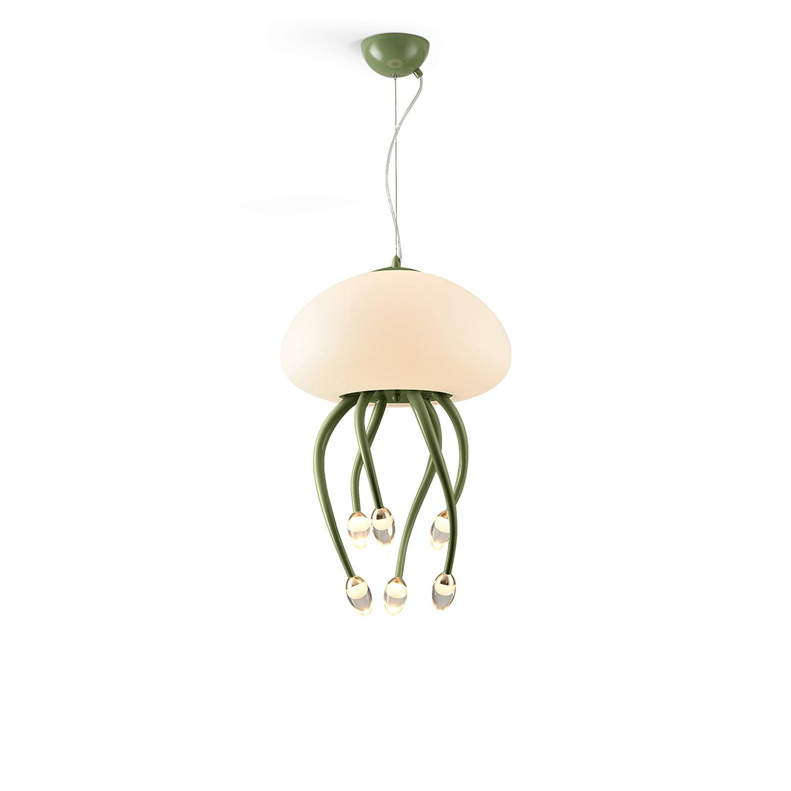 Jellyfish Pendant Lamp | Iron & Acrylic | Yellow/Green, 6+1 Heads
