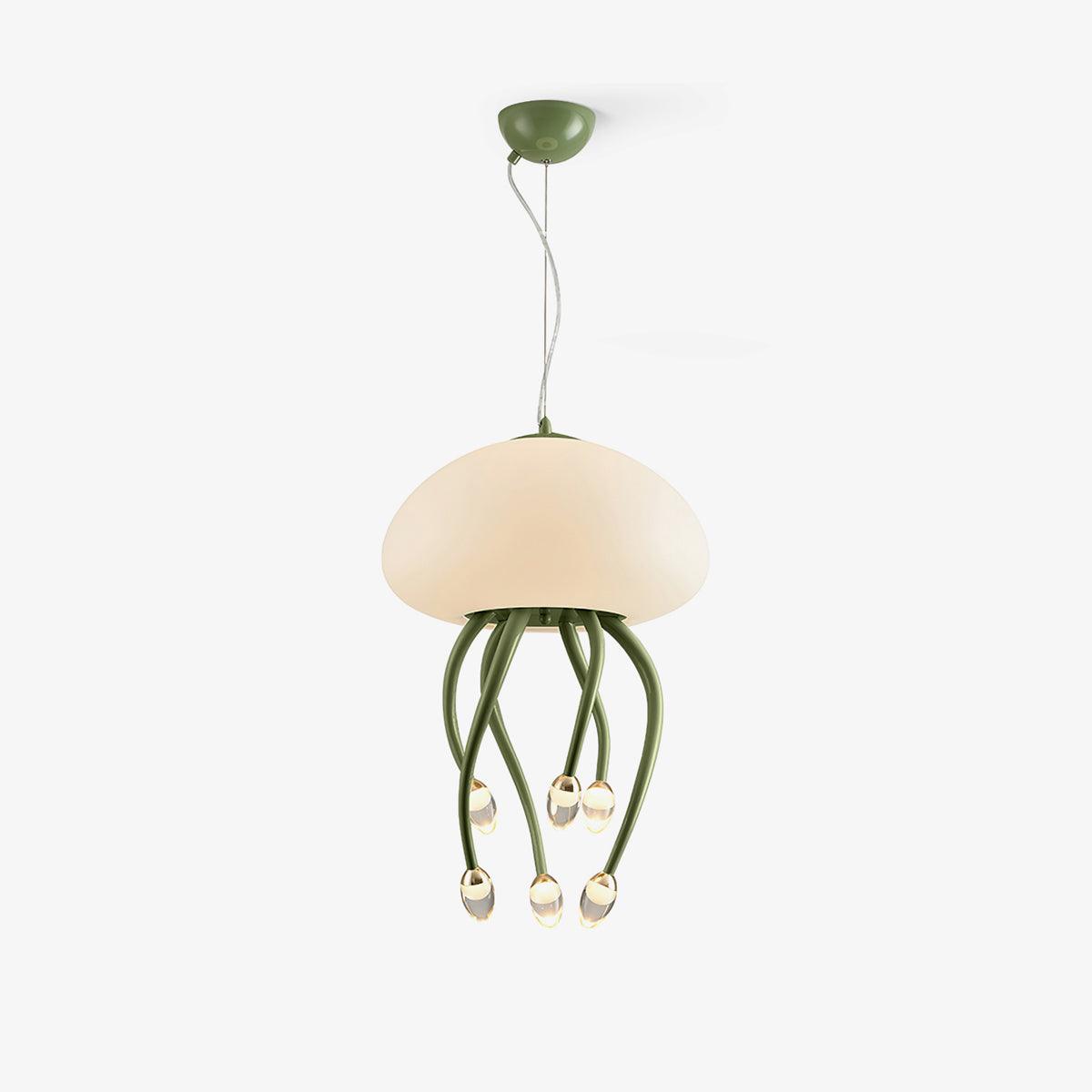 Jellyfish Pendant Lamp | Iron & Acrylic | Yellow/Green, 6+1 Heads