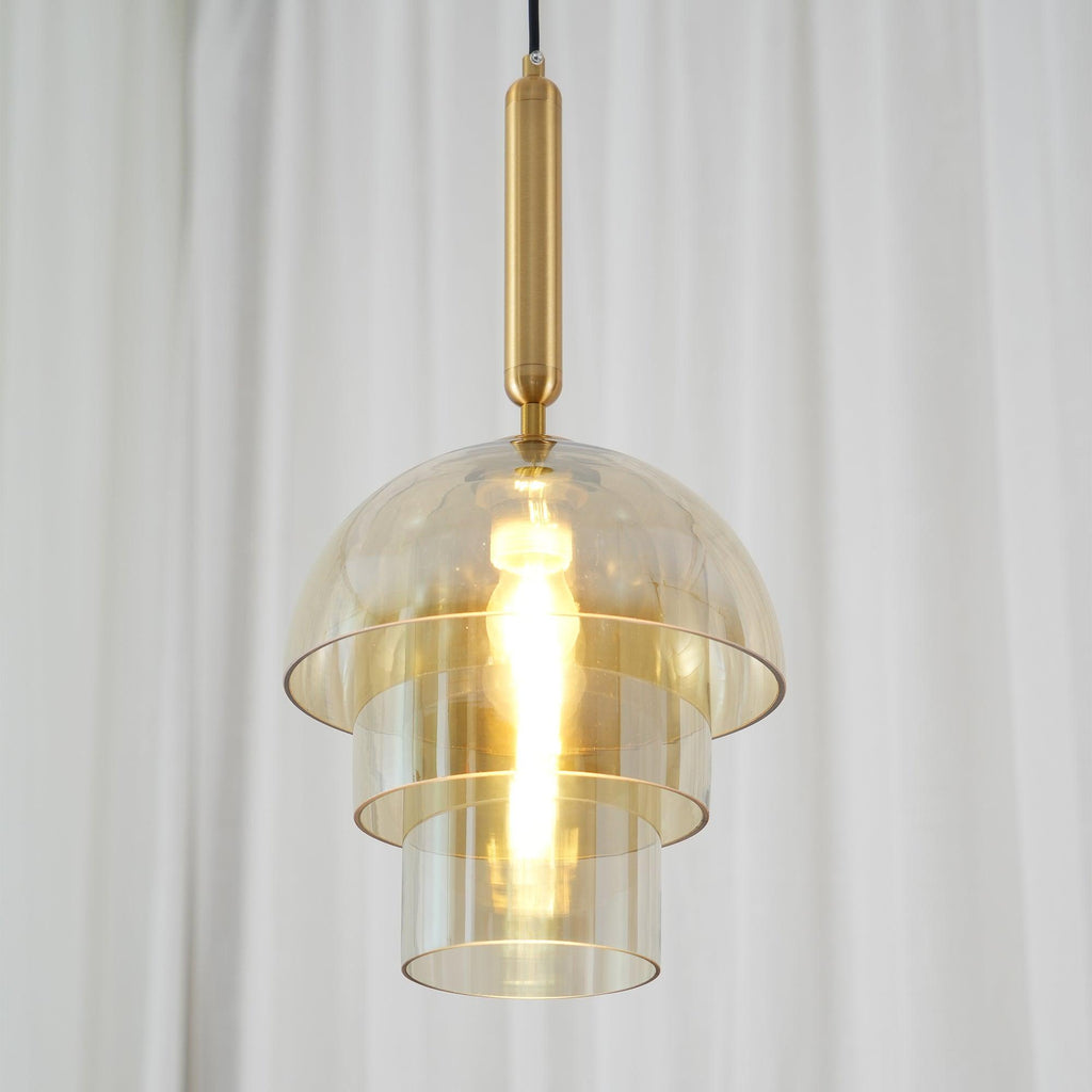 Jolly Pendant Lamp | Gold Iron & Cognac Glass | 25cm Diameter