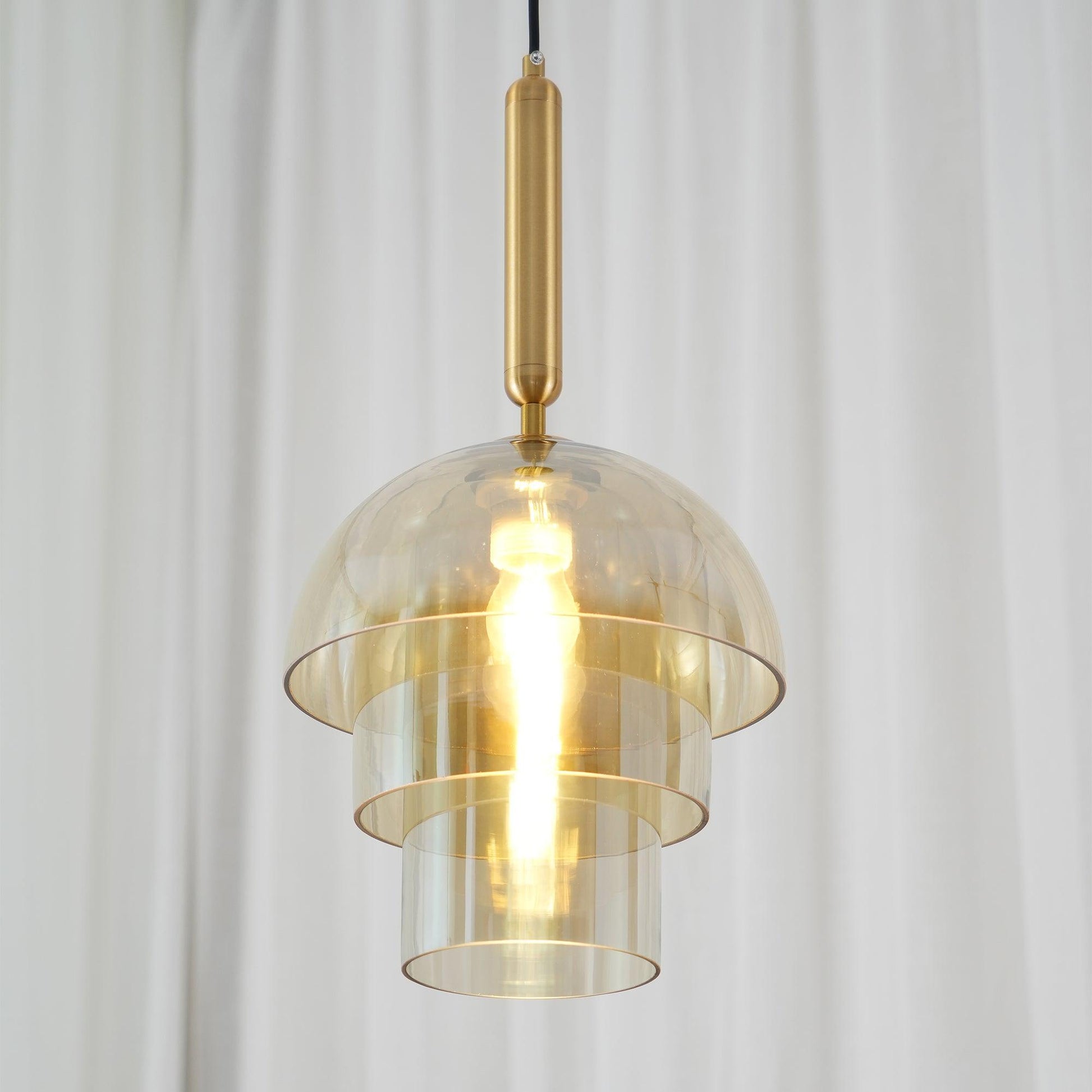 Jolly Pendant Lamp | Gold Iron & Cognac Glass | 25cm Diameter