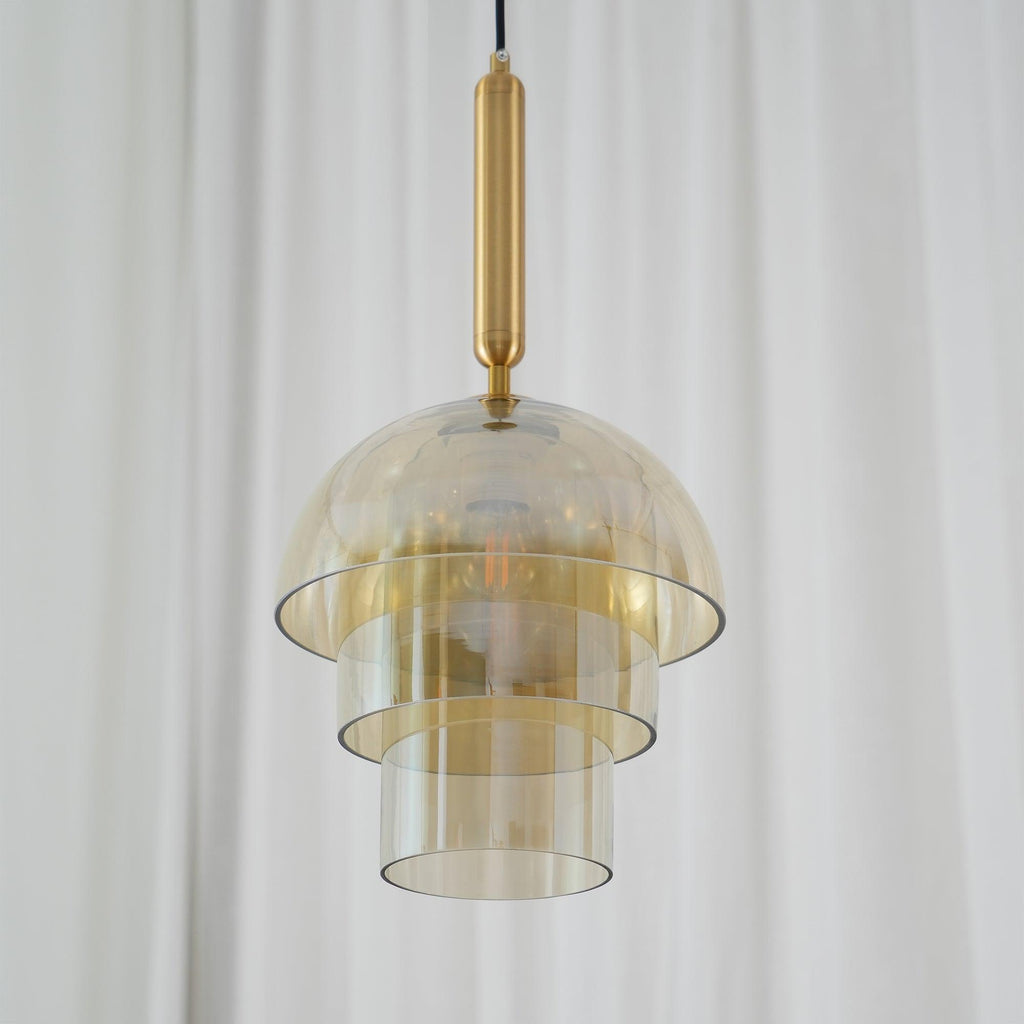 Jolly Pendant Lamp | Gold Iron & Cognac Glass | 25cm Diameter