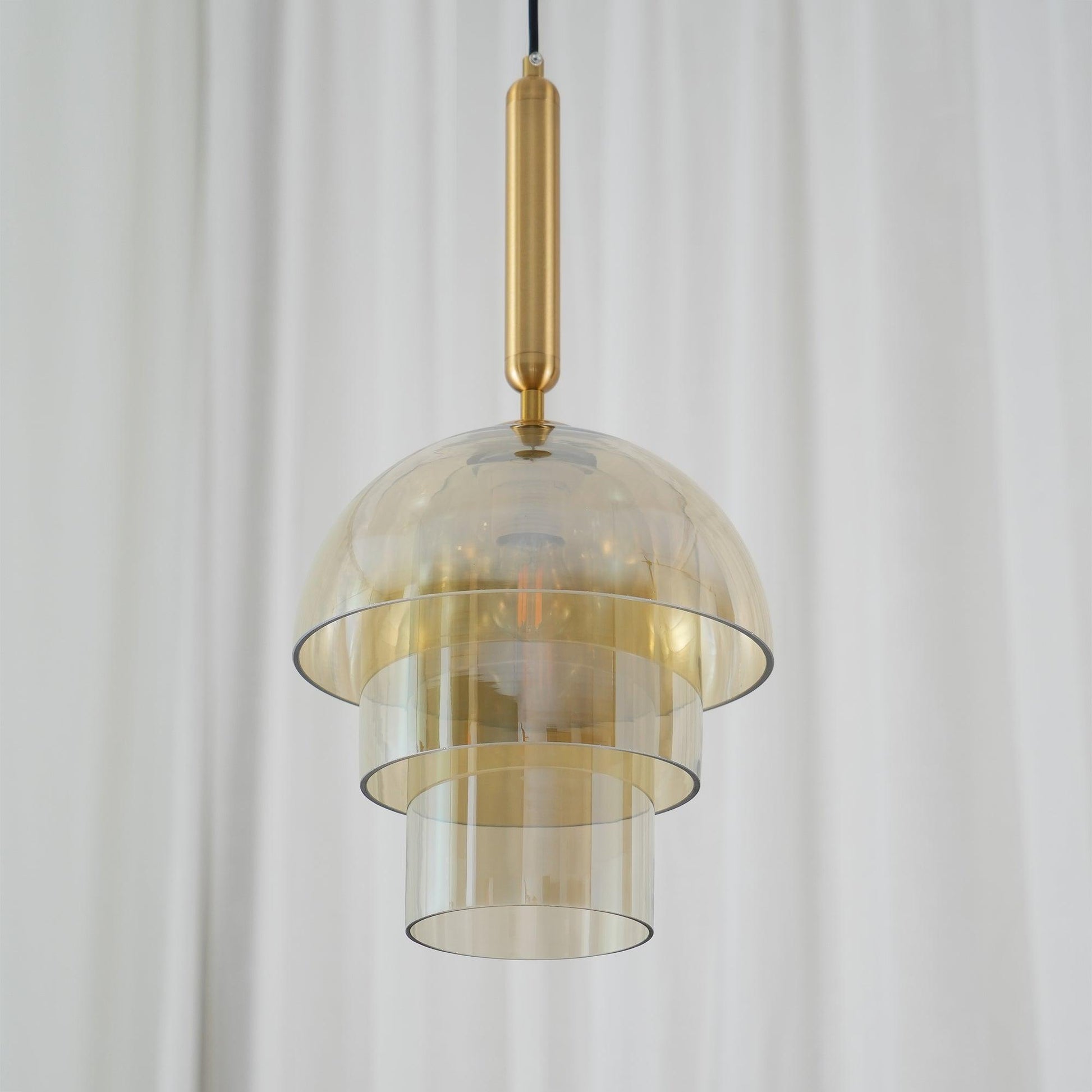 Jolly Pendant Lamp | Gold Iron & Cognac Glass | 25cm Diameter
