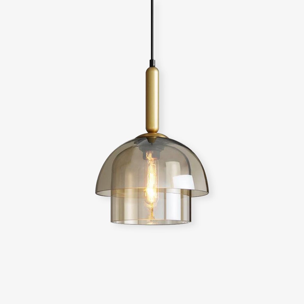 Jolly Pendant Lamp | Gold Iron & Cognac Glass | 25cm Diameter