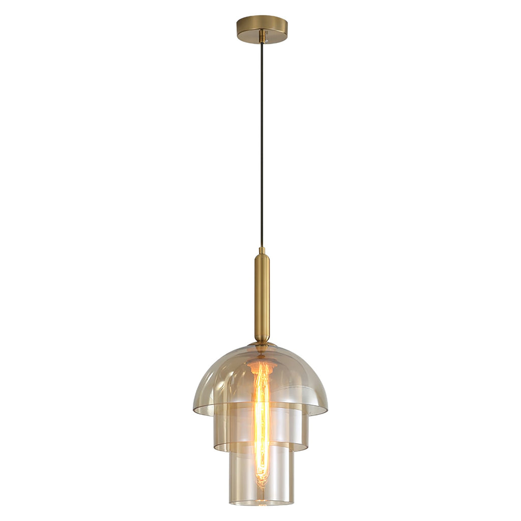 Jolly Pendant Lamp | Gold Iron & Cognac Glass | 25cm Diameter