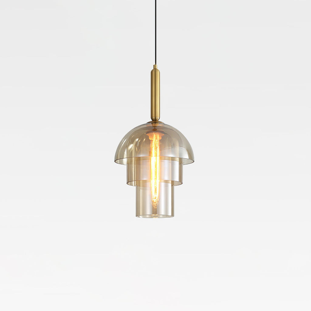 Jolly Pendant Lamp | Gold Iron & Cognac Glass | 25cm Diameter