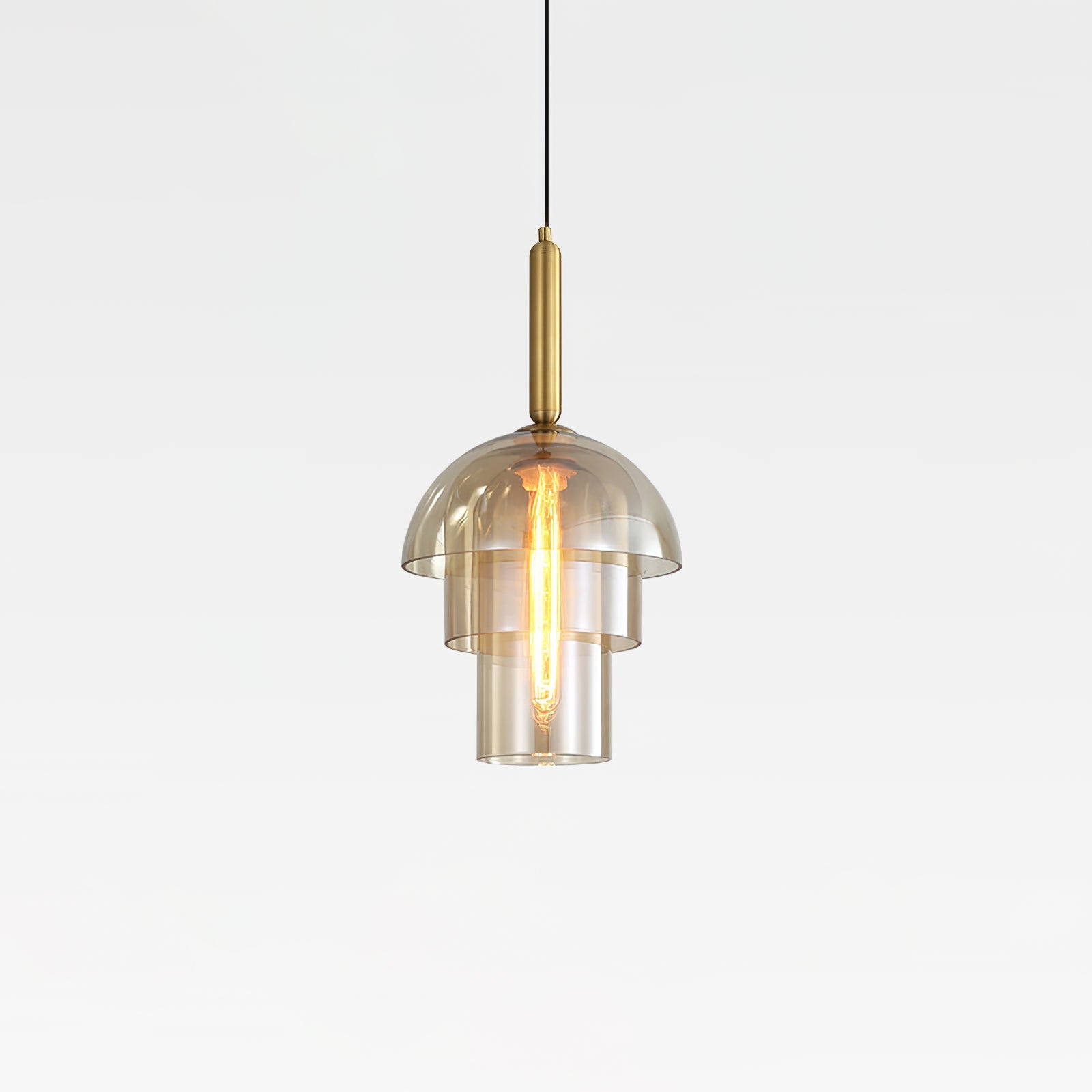 Jolly Pendant Lamp | Gold Iron & Cognac Glass | 25cm Diameter