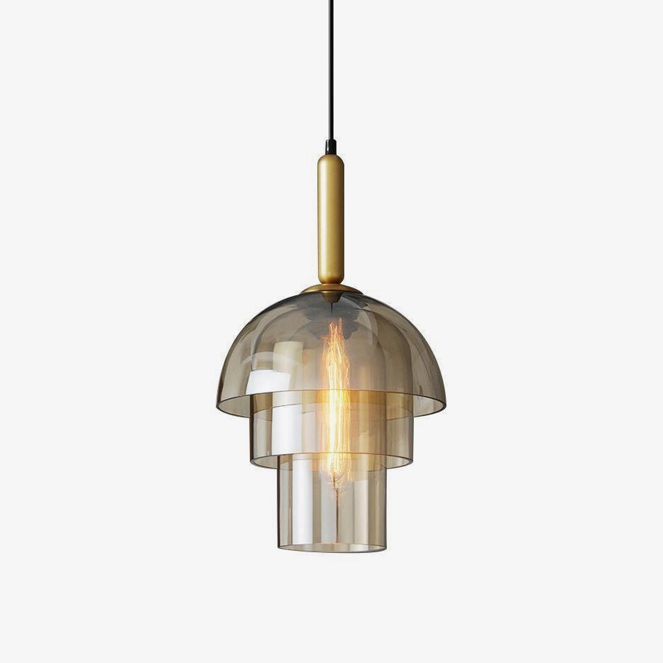 Jolly Pendant Lamp | Gold Iron & Cognac Glass | 25cm Diameter
