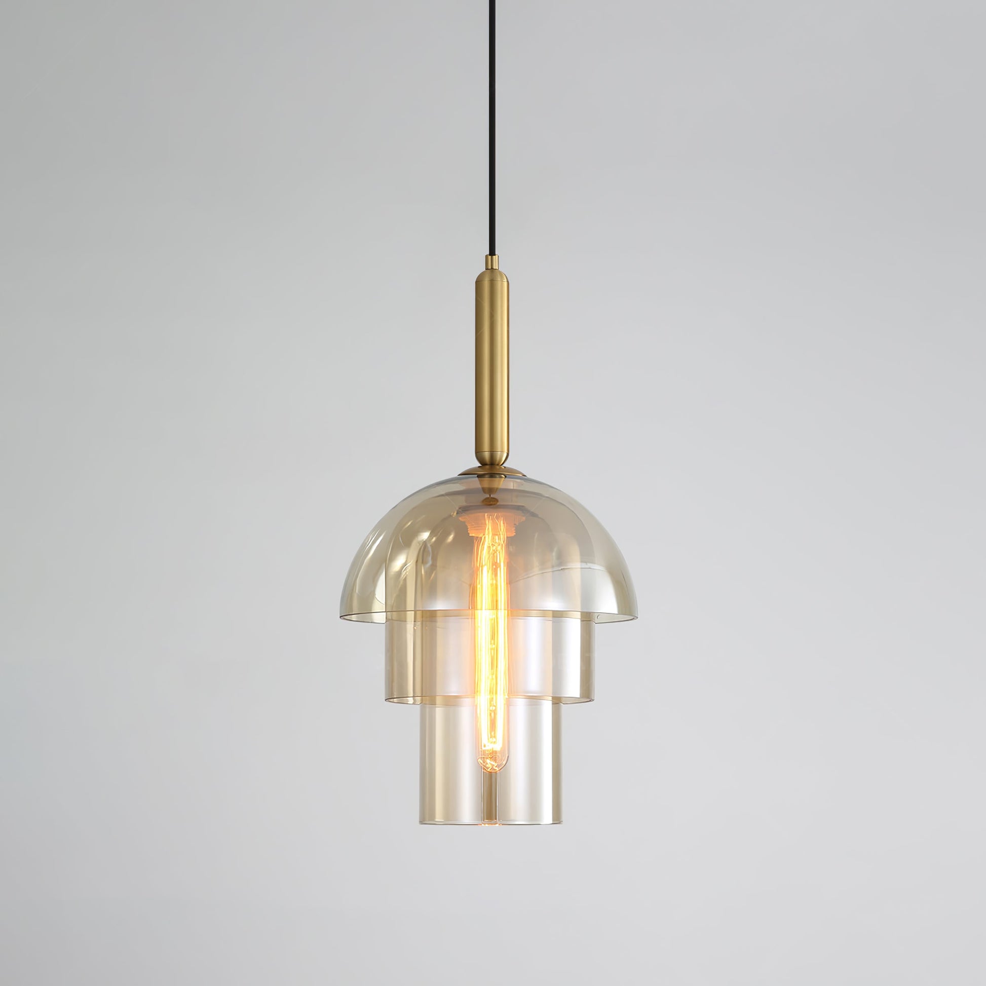 Jolly Pendant Lamp | Gold Iron & Cognac Glass | 25cm Diameter