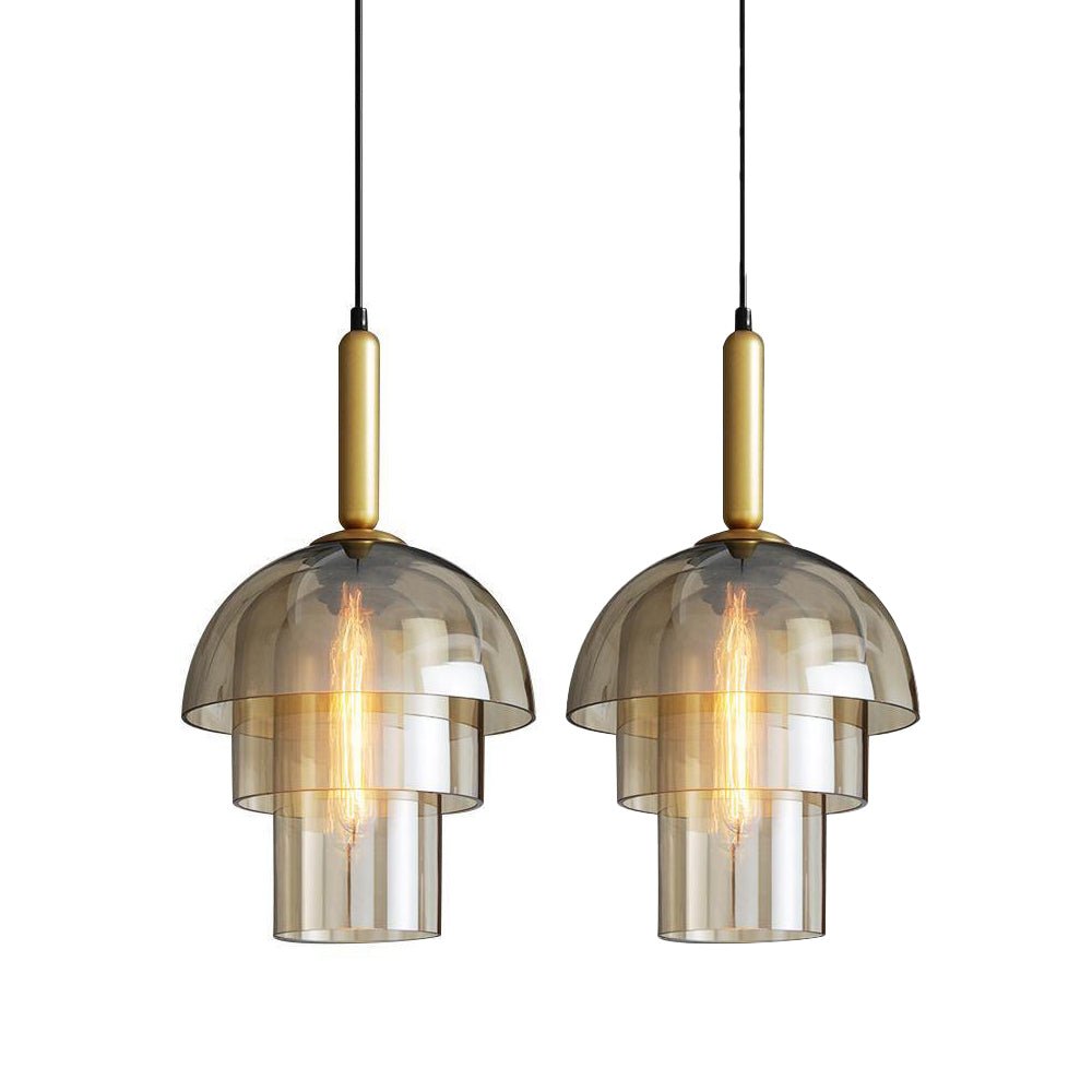 Jolly Pendant Lamp | Gold Iron & Cognac Glass | 25cm Diameter